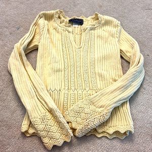 Pale yellow, peasant style sweater bell sleeves